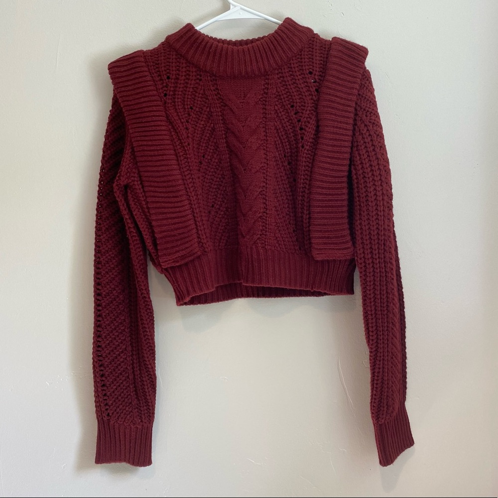 English Factory Medium Maroon Knit Chunky Sweater